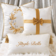 Christmas Embroidered Decorative Pillow in Gold