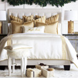 Christmas Embroidered Decorative Pillow in Gold