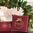 Noel Ornament Decorative Pillow in Burgundy