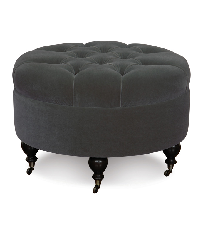 Bach Persian Gray Round Ottoman | Eastern Accents