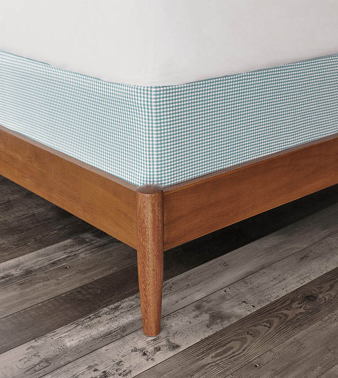 MALAYA GINGHAM BOX SPRING COVER IN SEA