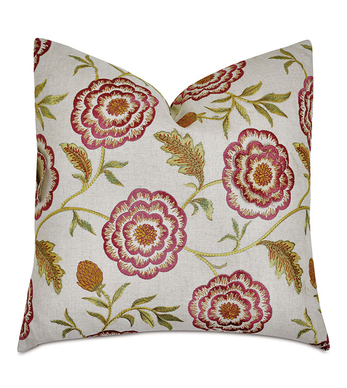 Marguerite Embroidered Decorative Pillow