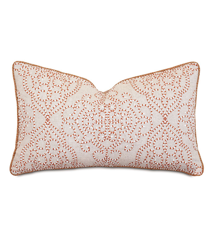 Marguerite Damask Embroidery Decorative Pillow