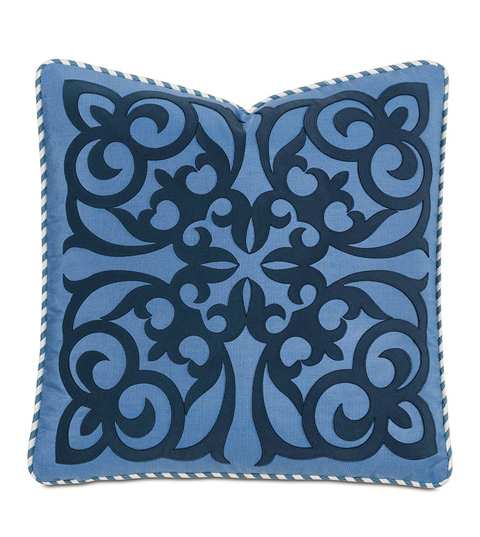 Ahoy Lasercut Decorative Pillow in Blue