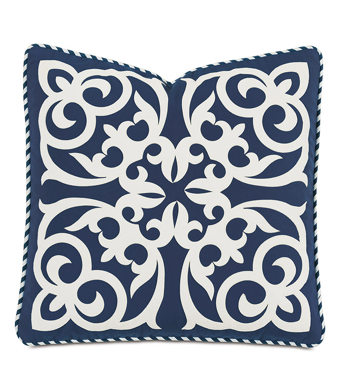 Ahoy Lasercut Decorative Pillow in Navy