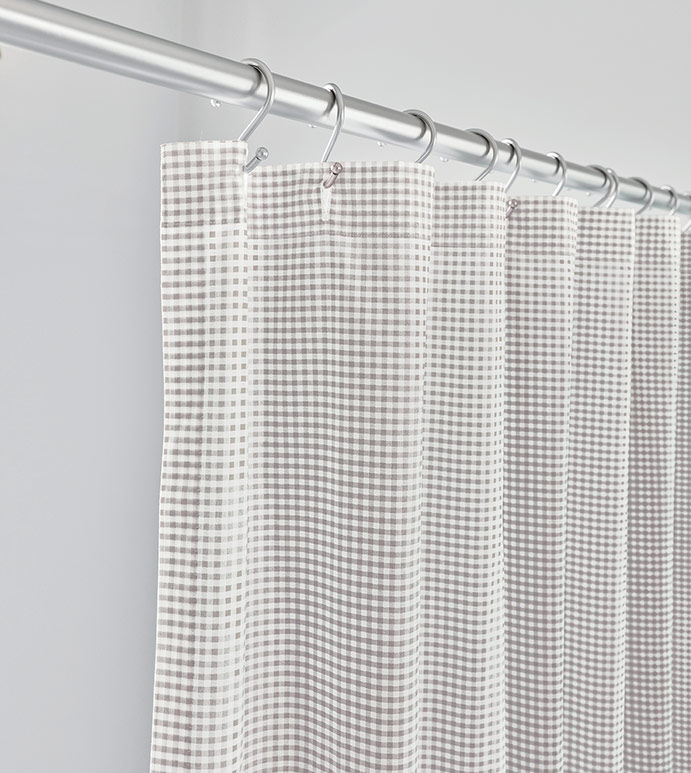 MALAYA GINGHAM SHOWER CURTAIN IN FAWN