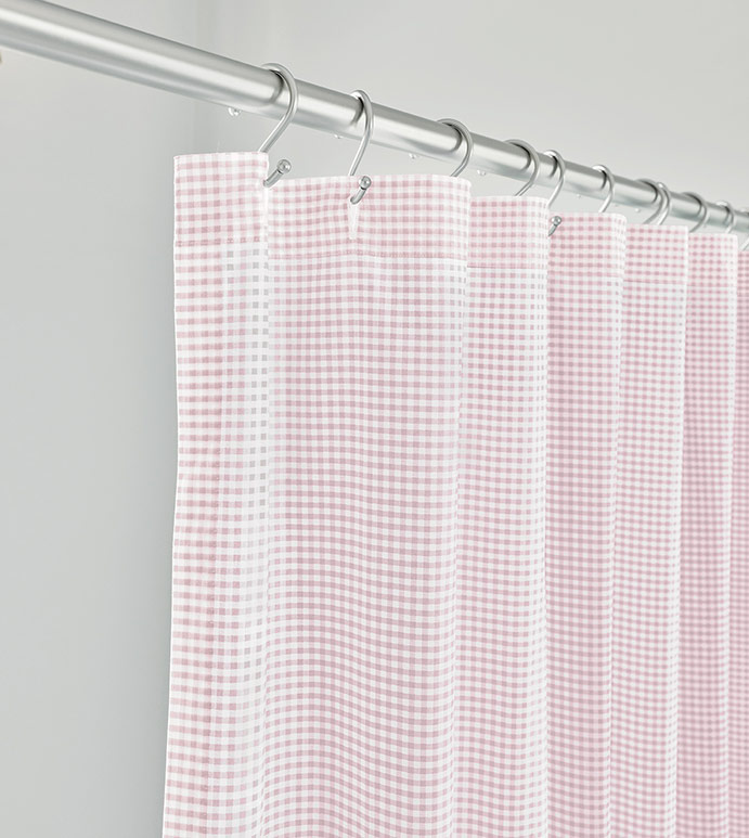 MALAYA GINGHAM SHOWER CURTAIN IN PETAL