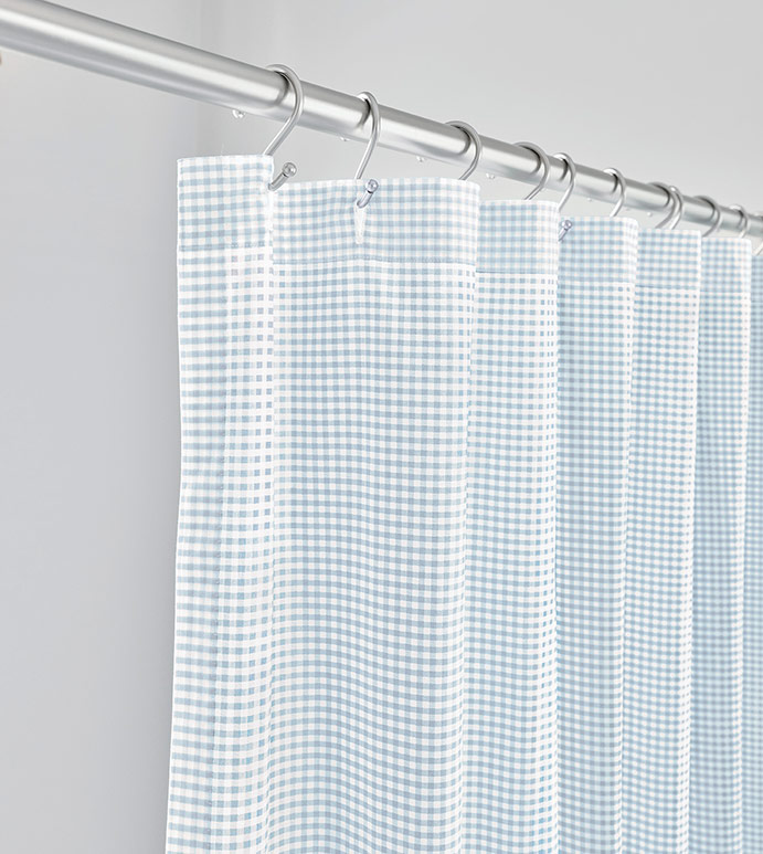 MALAYA GINGHAM SHOWER CURTAIN IN SKY