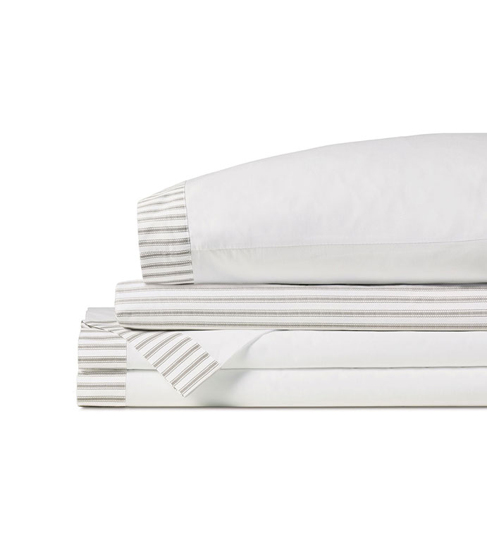 BLASS TICKING SHEET SET IN FAWN