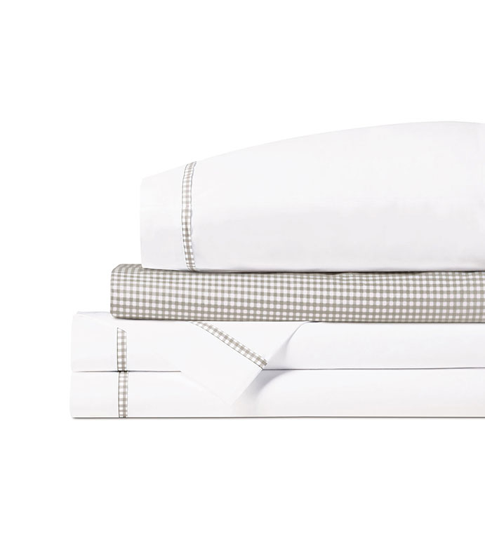 MALAYA GINGHAM SHEET SET IN FAWN