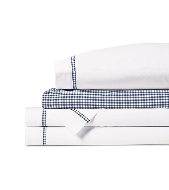 MALAYA GINGHAM SHEET SET IN NAVY