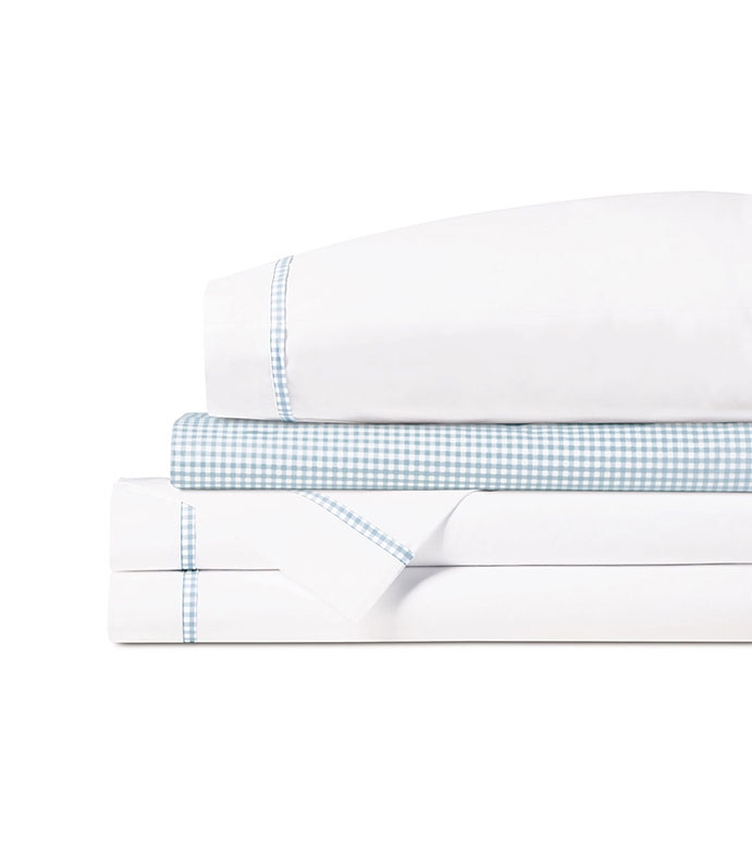 MALAYA GINGHAM SHEET SET IN SKY