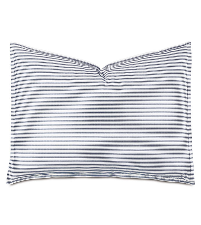 Blass Ticking Standard Sham in Navy