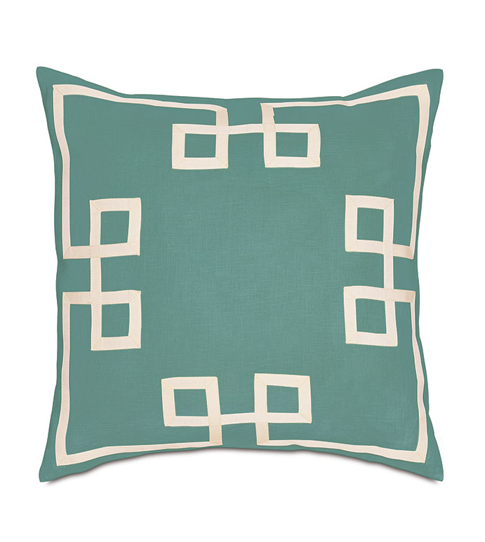 Resort Aqua Fret Accent Pillow