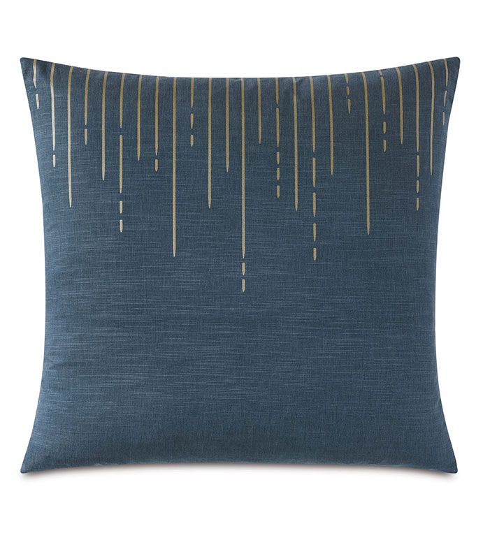 Tabitha Metallic Drip Decorative Pillow in Marine