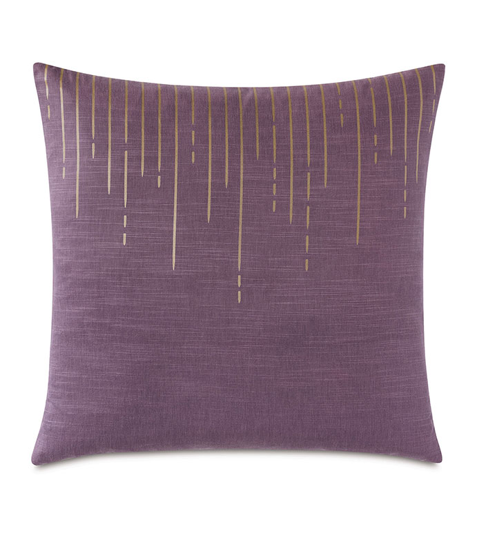 Tabitha Metallic Drip Decorative Pillow in Plum