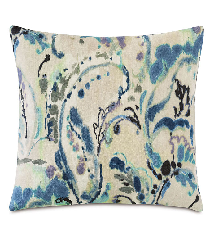 Tabitha Watercolor Paisley Decorative Pillow