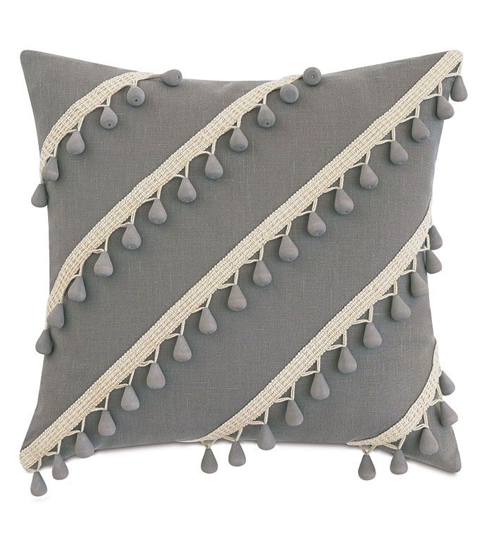 Felicity Diagonal Beaded Trim Decorative Pillow