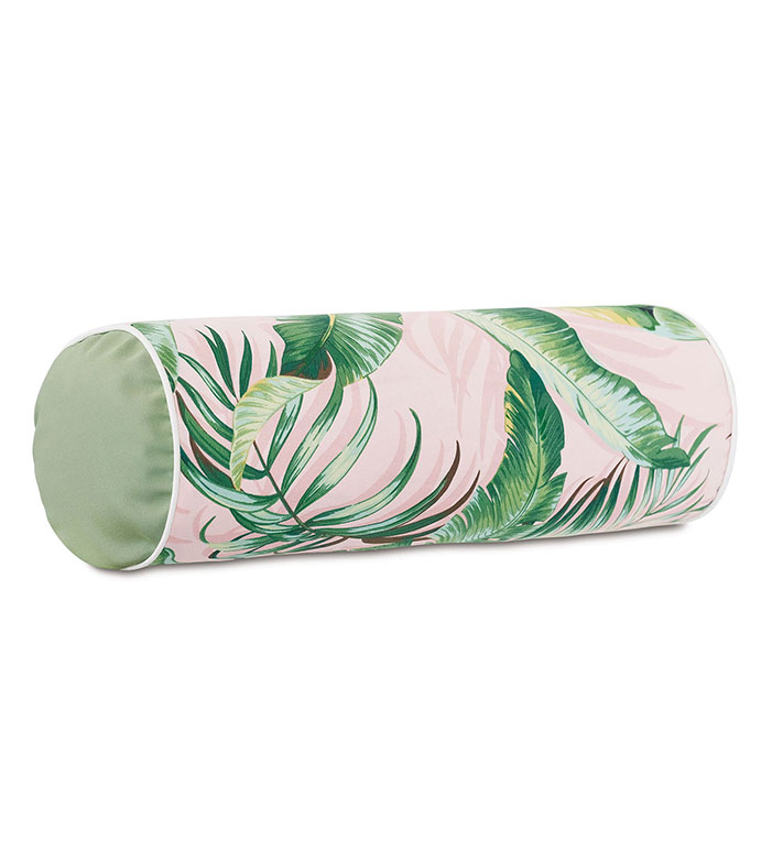 Abaca Banana Leaf Bolster in Flamingo