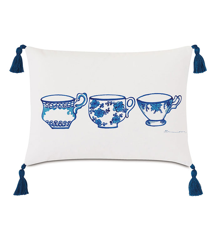 Porcelain Tea Cup Decorative Pillow