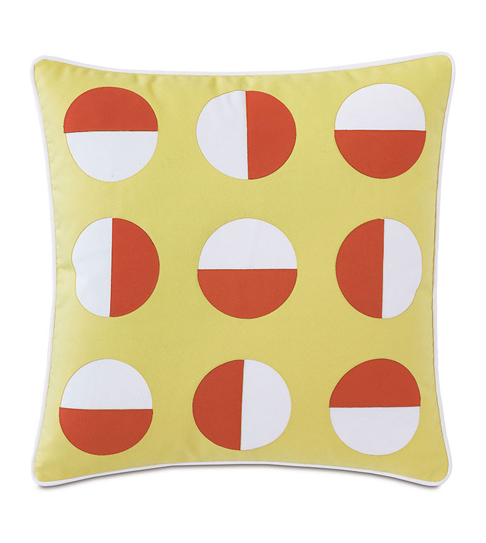 Kaleidoscope Applique Decorative Pillow in Lemon