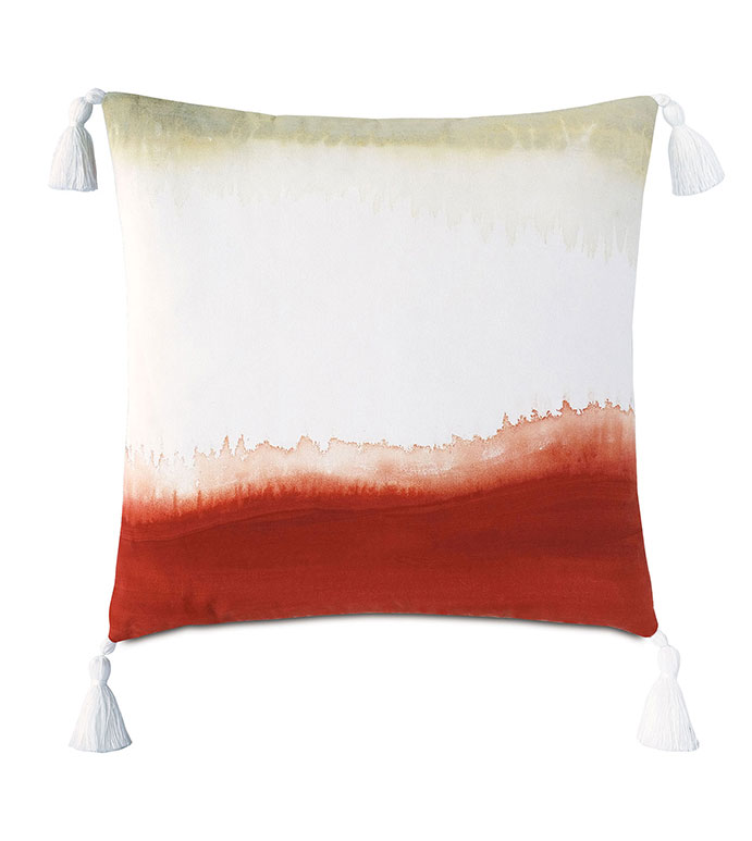 Palmetto Handpainted Decorative Pillow in Rust