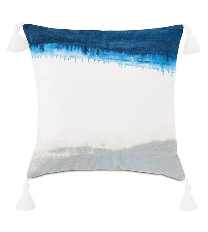 Palmetto Handpainted Decorative Pillow in Indigo