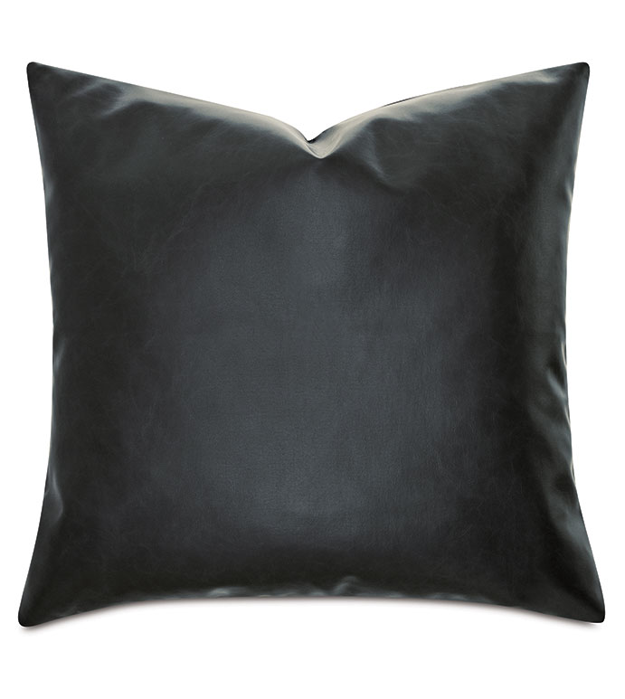 Nevin Vegan Leather Decorative Pillow in Ink