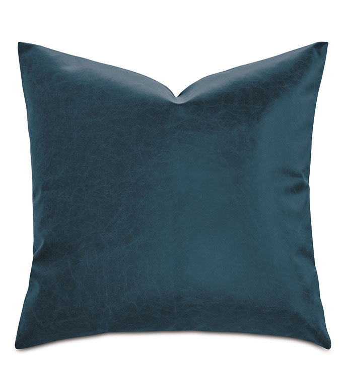 Nevin Vegan Leather Decorative Pillow in Denim