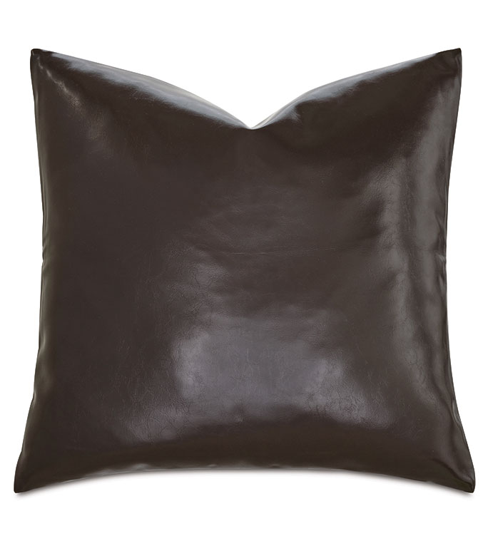 Muse Vegan Leather Decorative Pillow in Coffee