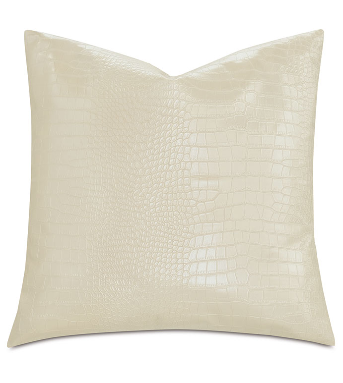 Tegu Faux Snakeskin Decorative Pillow in Pearl