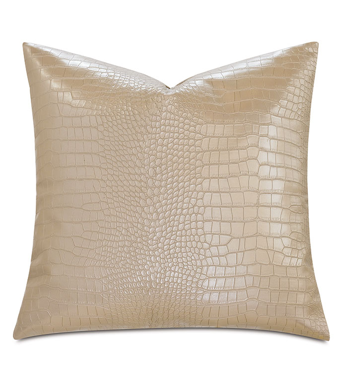 Tegu Faux Snakeskin Decorative Pillow in Gold