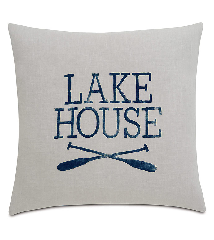 Cove Blockprinted Decorative Pillow in Lake