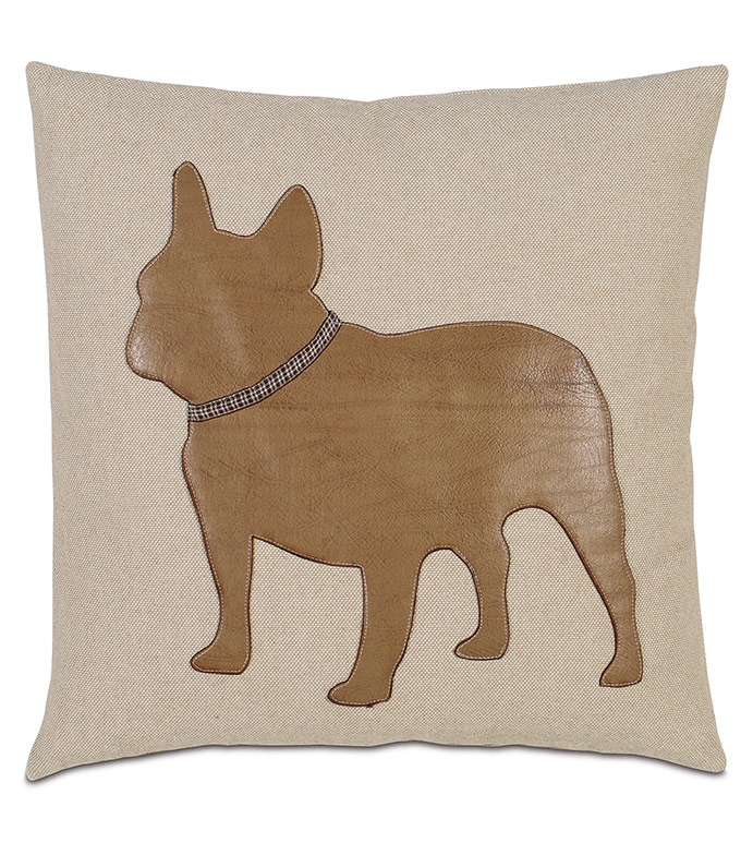 Frenchie Applique Decorative Pillow