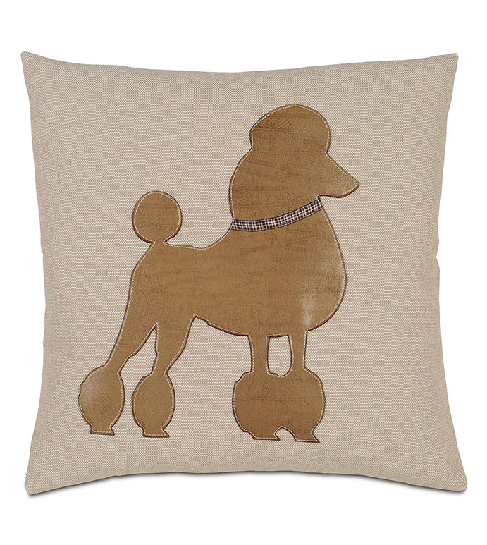 Poodle Applique Decorative Pillow