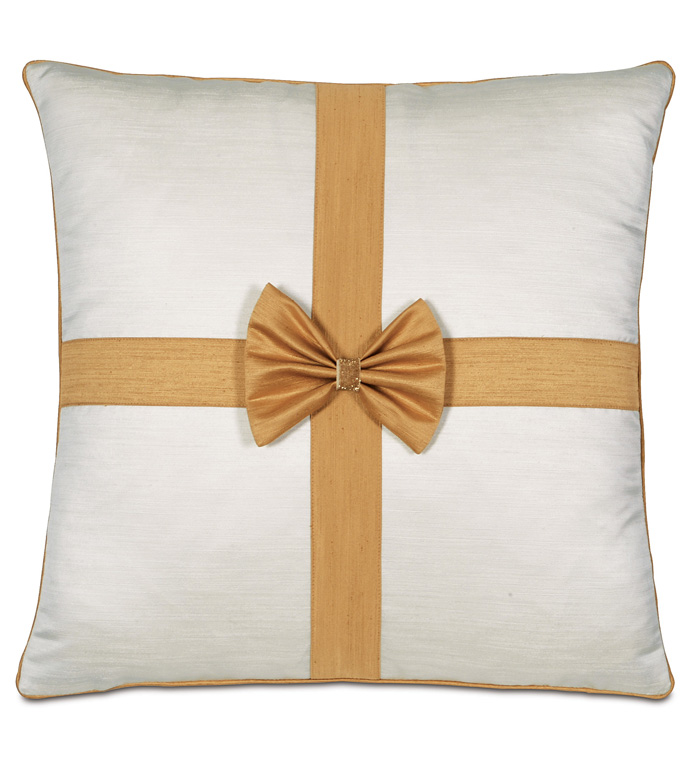 Gift Bow Decorative Pillow in Gold