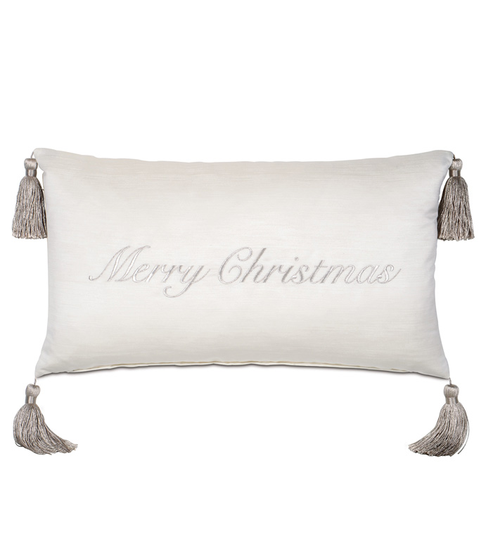 Christmas Embroidered Decorative Pillow in Silver