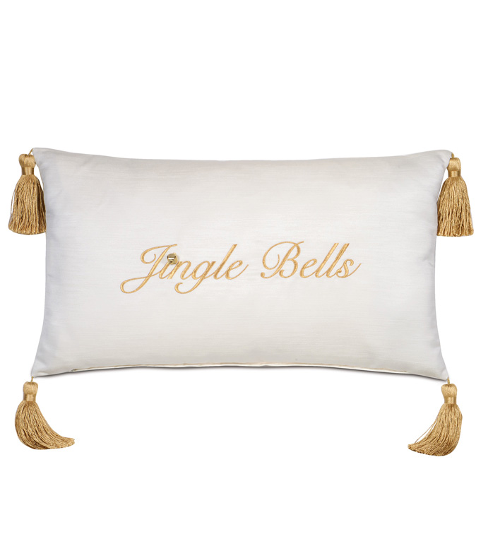 Christmas Embroidered Decorative Pillow in Gold