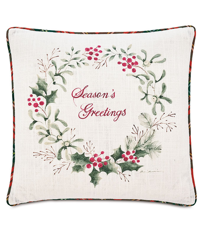 Holiday Wreath Decorative Pillow