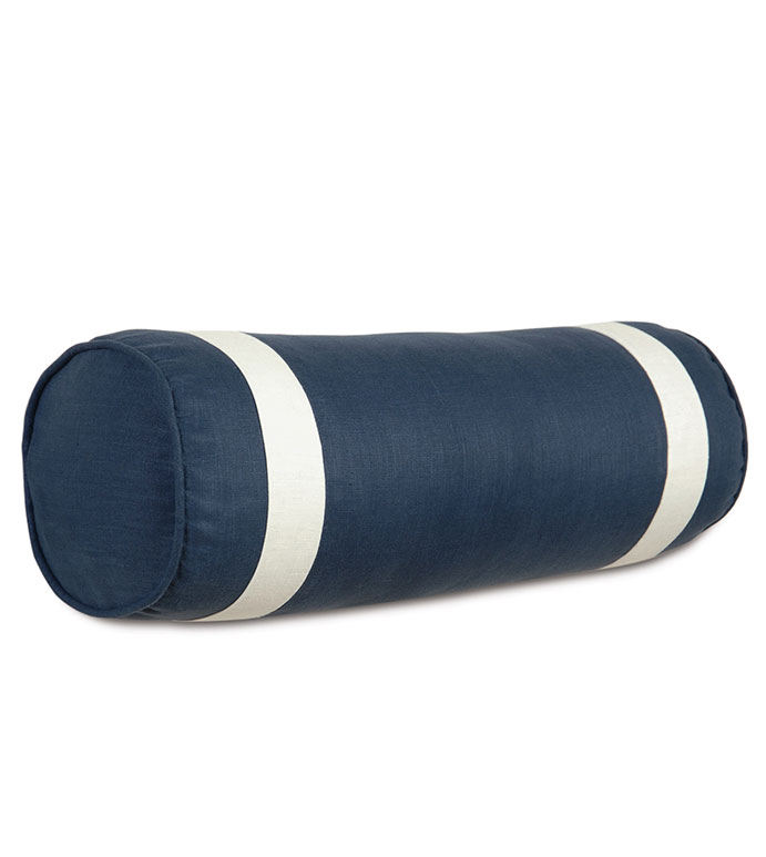 Bel Air Linen Bolster In Indigo