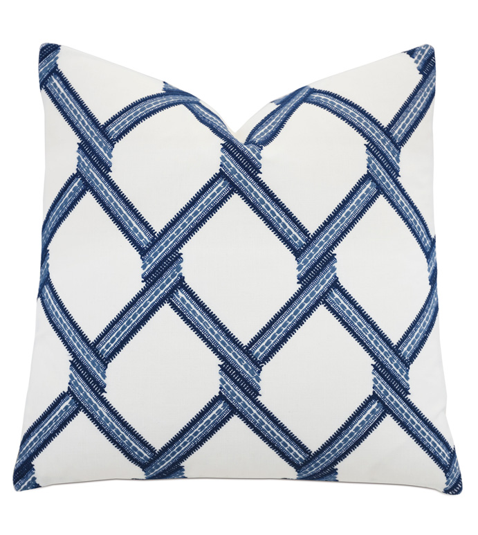 Newport Trellis Accent Pillow In Blue