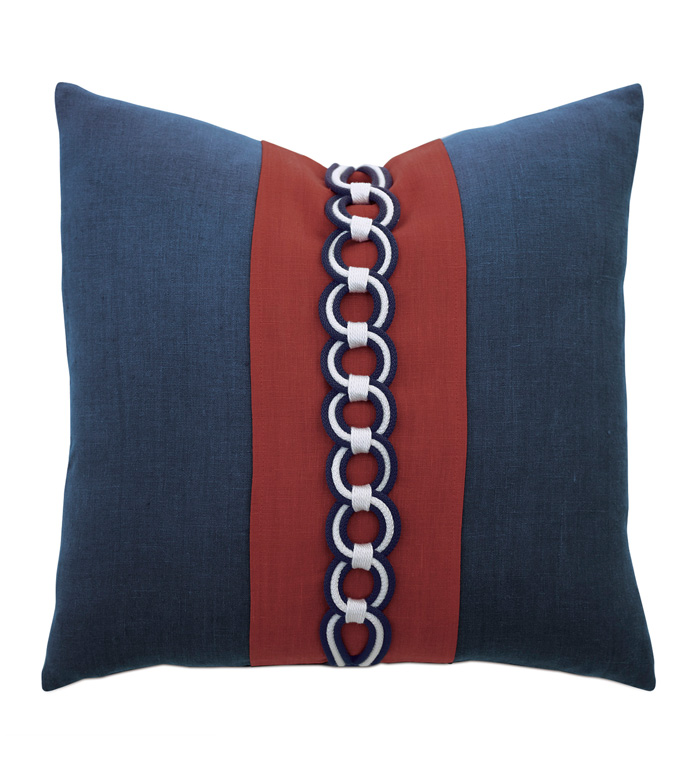 Newport Border Accent Pillow In Indigo