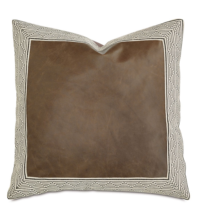 Caramel leather pillow best sale