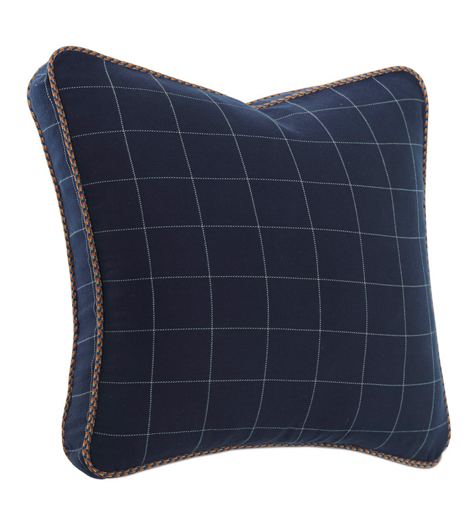 Ladue Checkered Boxed Euro Sham In Indigo