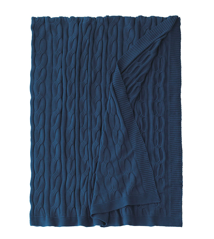 Avalon Cableknit Throw In Indigo