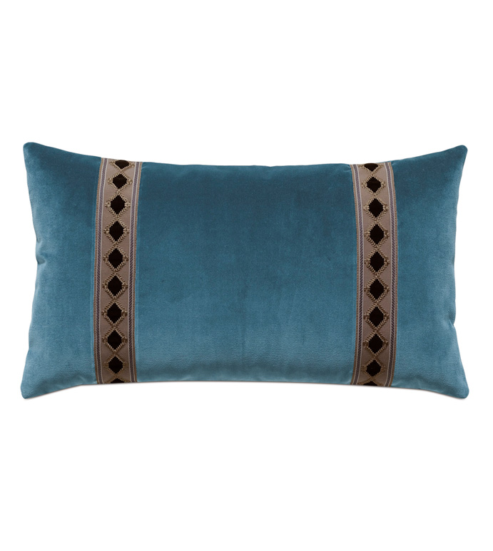 Rudy Velvet Bolster Pillow In Blue