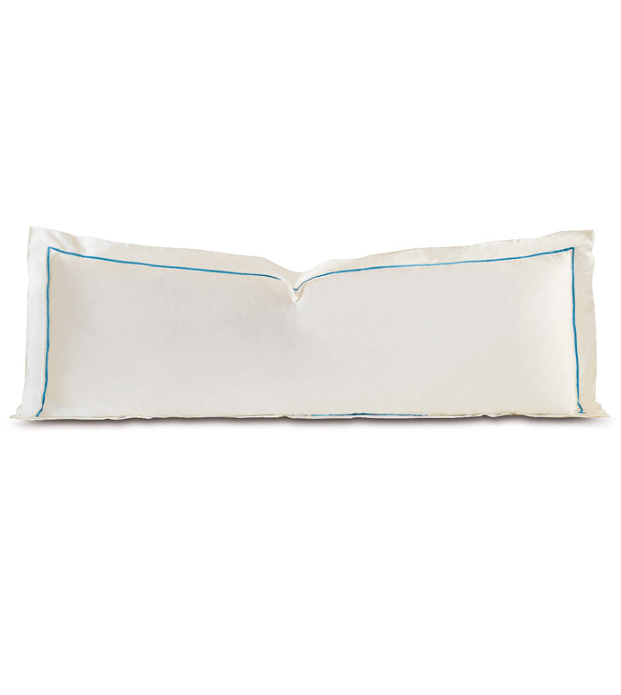 Linea Velvet Ribbon Grand Sham In Ivory & Azure