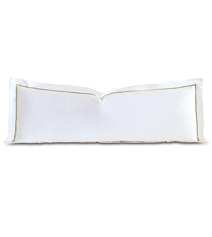 Linea Velvet Ribbon Grand Sham In White & Aloe