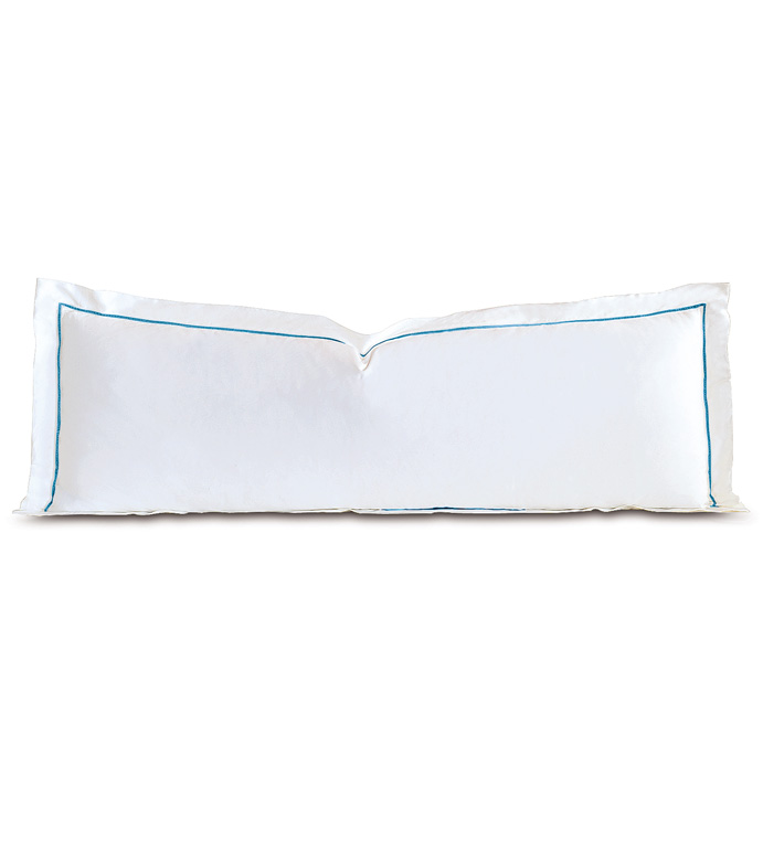 Linea Velvet Ribbon Grand Sham In White & Azure