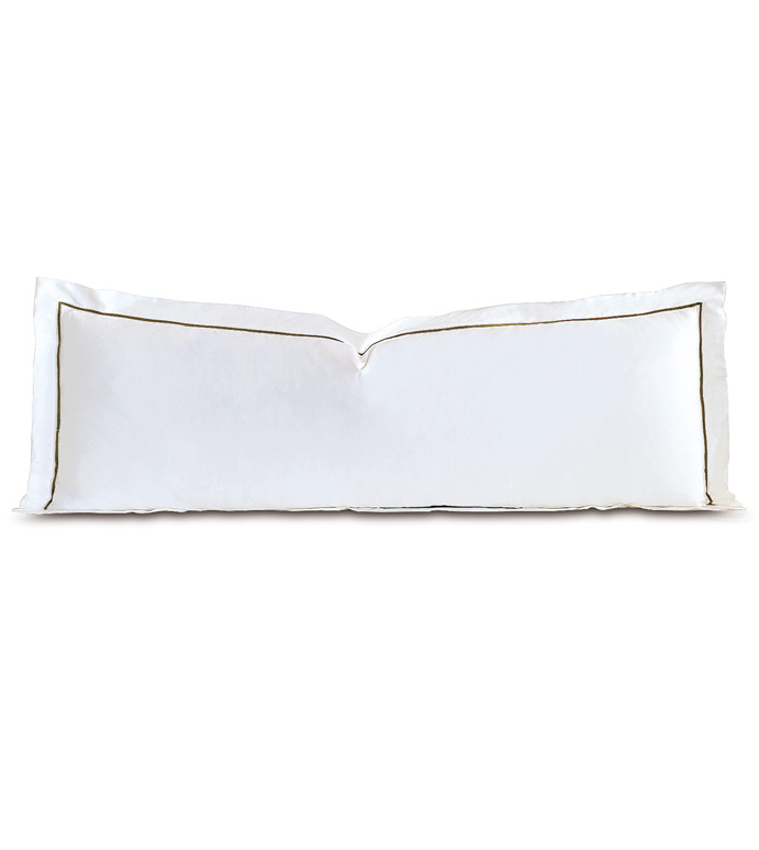 Linea Velvet Ribbon Grand Sham In White & Oliva